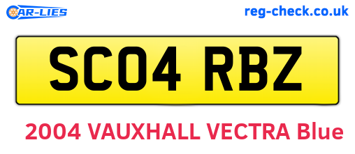 SC04RBZ are the vehicle registration plates.