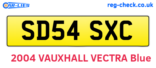 SD54SXC are the vehicle registration plates.