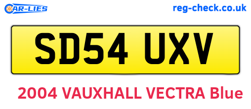 SD54UXV are the vehicle registration plates.