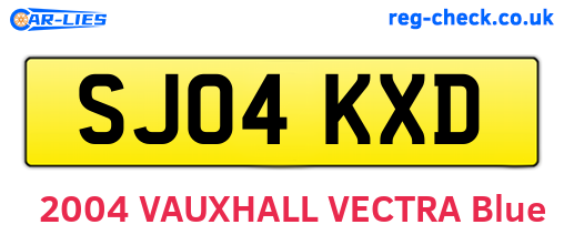 SJ04KXD are the vehicle registration plates.