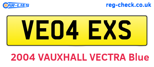 VE04EXS are the vehicle registration plates.