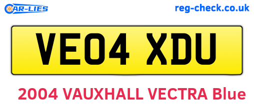VE04XDU are the vehicle registration plates.