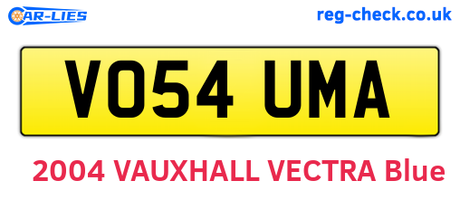 VO54UMA are the vehicle registration plates.