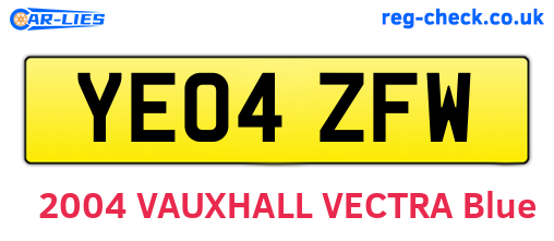 YE04ZFW are the vehicle registration plates.