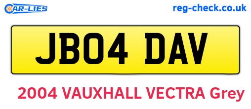 JB04DAV are the vehicle registration plates.