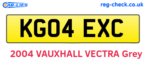 KG04EXC are the vehicle registration plates.
