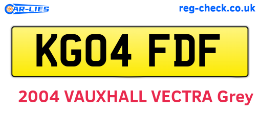 KG04FDF are the vehicle registration plates.