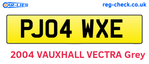 PJ04WXE are the vehicle registration plates.