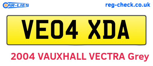 VE04XDA are the vehicle registration plates.