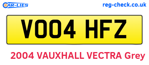 VO04HFZ are the vehicle registration plates.