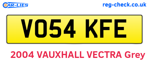 VO54KFE are the vehicle registration plates.