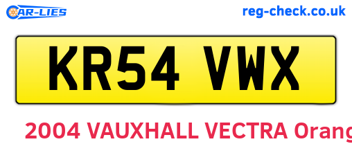 KR54VWX are the vehicle registration plates.
