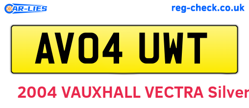 AV04UWT are the vehicle registration plates.