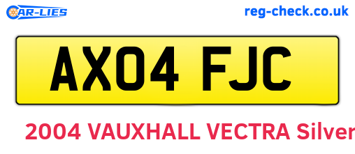 AX04FJC are the vehicle registration plates.