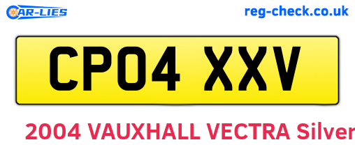 CP04XXV are the vehicle registration plates.