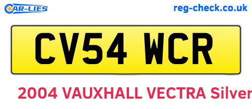 CV54WCR are the vehicle registration plates.