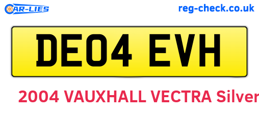 DE04EVH are the vehicle registration plates.