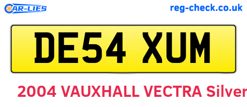 DE54XUM are the vehicle registration plates.