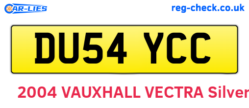 DU54YCC are the vehicle registration plates.