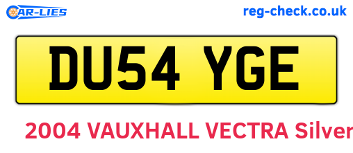 DU54YGE are the vehicle registration plates.