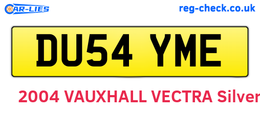 DU54YME are the vehicle registration plates.