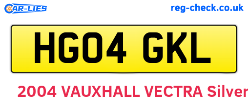 HG04GKL are the vehicle registration plates.