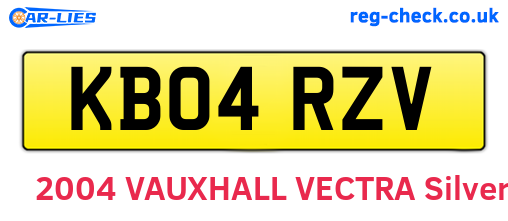 KB04RZV are the vehicle registration plates.