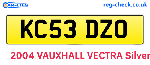 KC53DZO are the vehicle registration plates.