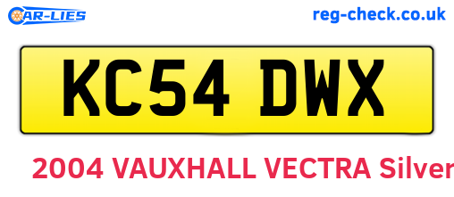 KC54DWX are the vehicle registration plates.