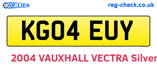 KG04EUY are the vehicle registration plates.