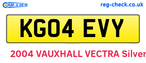 KG04EVY are the vehicle registration plates.