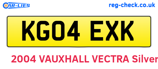 KG04EXK are the vehicle registration plates.