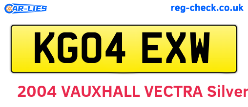 KG04EXW are the vehicle registration plates.