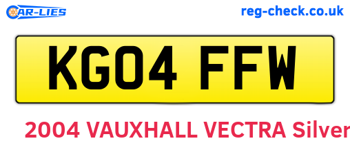 KG04FFW are the vehicle registration plates.