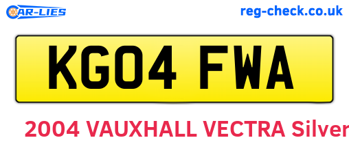 KG04FWA are the vehicle registration plates.