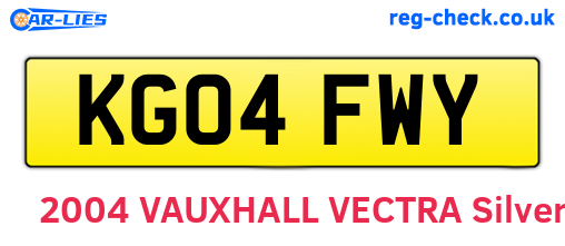 KG04FWY are the vehicle registration plates.