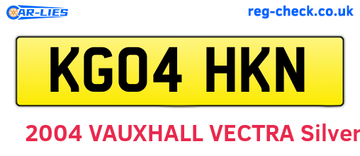 KG04HKN are the vehicle registration plates.