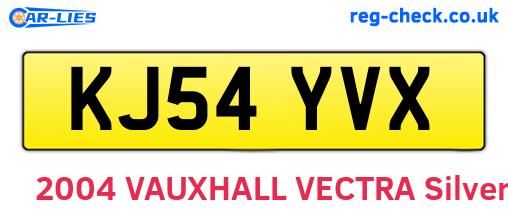 KJ54YVX are the vehicle registration plates.