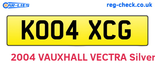 KO04XCG are the vehicle registration plates.
