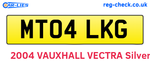 MT04LKG are the vehicle registration plates.