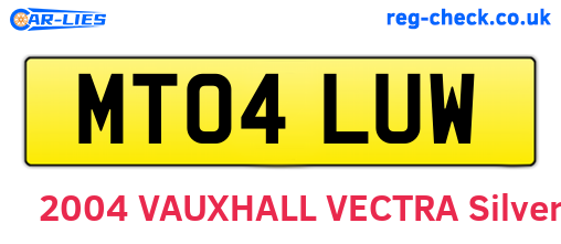 MT04LUW are the vehicle registration plates.