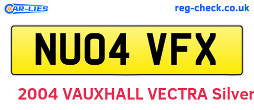 NU04VFX are the vehicle registration plates.