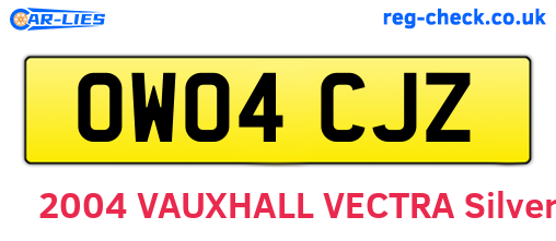 OW04CJZ are the vehicle registration plates.