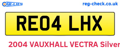 RE04LHX are the vehicle registration plates.