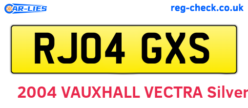 RJ04GXS are the vehicle registration plates.