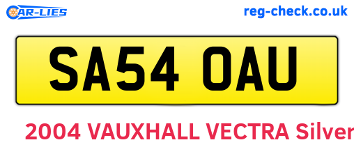 SA54OAU are the vehicle registration plates.