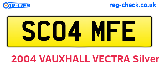 SC04MFE are the vehicle registration plates.