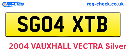 SG04XTB are the vehicle registration plates.