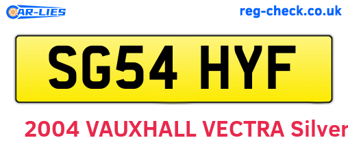 SG54HYF are the vehicle registration plates.