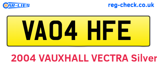 VA04HFE are the vehicle registration plates.